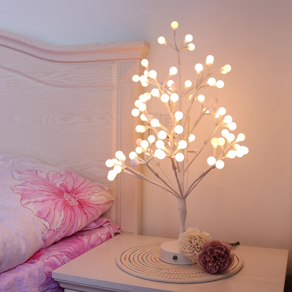 Ночной светильник декоративный с шариками и деревом цветные USB-вспышки питание