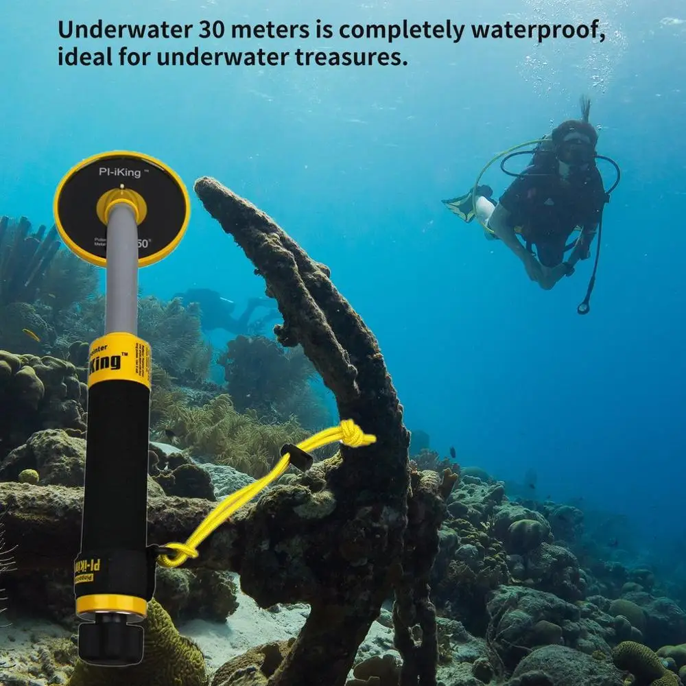 PI-iking 750 Metal Detector 30m Waterproof Underwater Metal Detector High Sensitivity Pulse Induction Hand Held Pinpointer