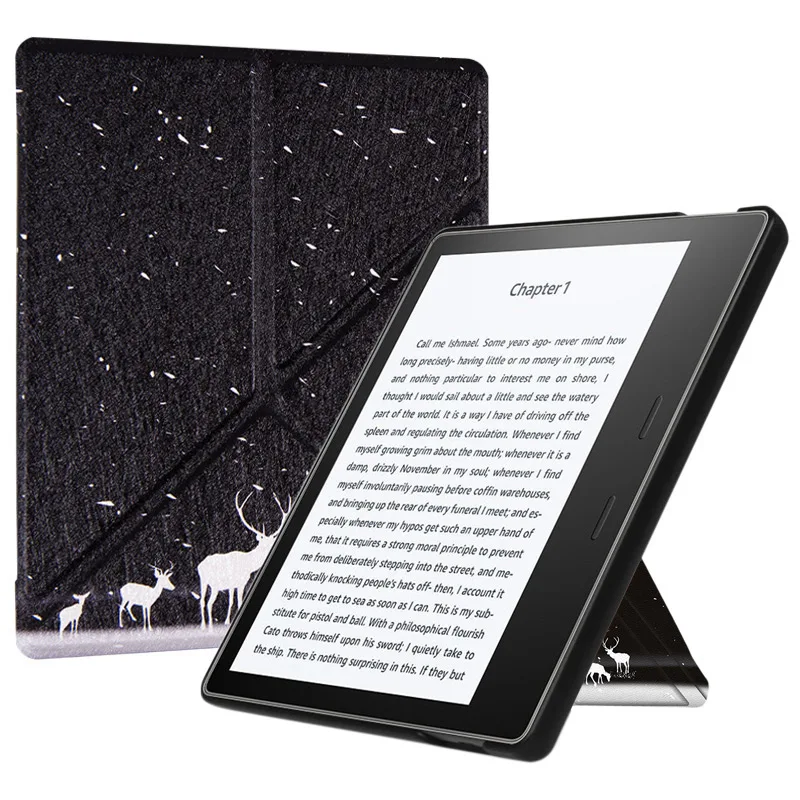 Чехол-подставка оригами для Kindle Oasis 7 дюймов(9th Generation- и 10th Generation-)-тонкий чехол с функцией автоматического сна/пробуждения - Цвет: Snow deer