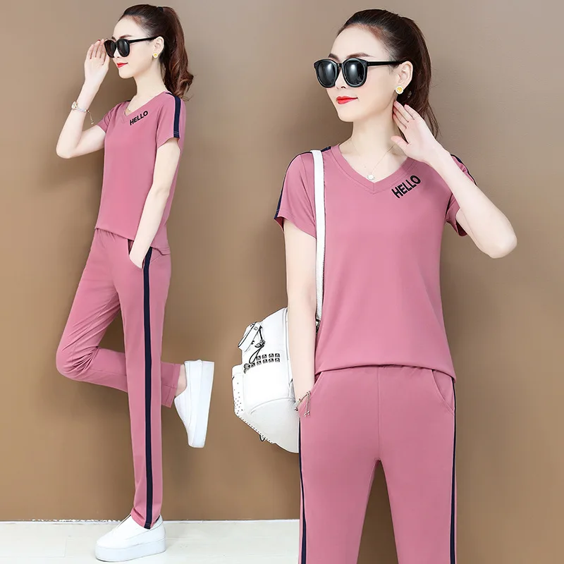 

6XL summer women sport suit quickly dry loose sweatshirt+sweatpant jogger exercise workout gym casual set sportswear tracksuit