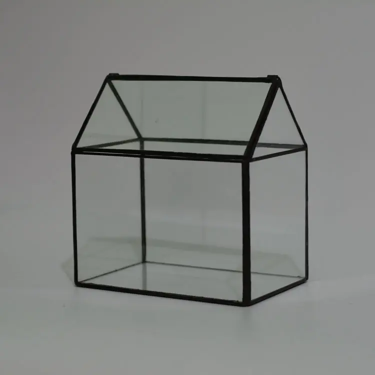 

Micro Landscape Geometry Graphics Glass Greenhouse Meat Plant Glass Flowerpot Cuboid with Window DIY Glass