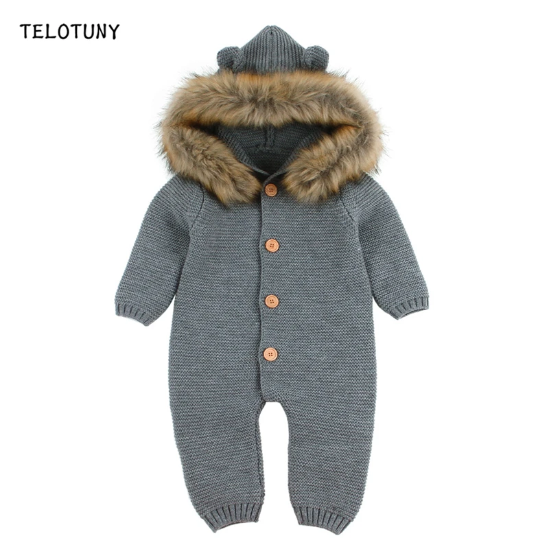 TELOTUNY/Одежда для младенцев г., осенне-зимние вязаные детские комбинезоны для маленьких мальчиков и девочек, комбинезон, костюм для новорожденных детей, одежда 813