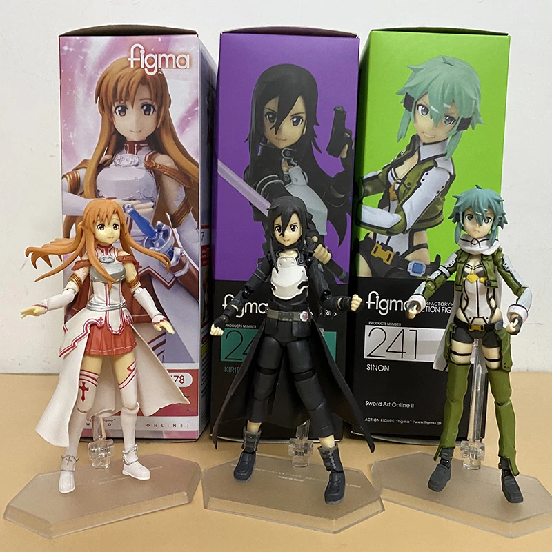 Figma Sword Art Online Figure Kirito Kazuto 174 Asuna 178 Sinon Asada Sao 241 Kirito Ggo Ver 248 Action Figures Model Toy Gift Action Figures Aliexpress