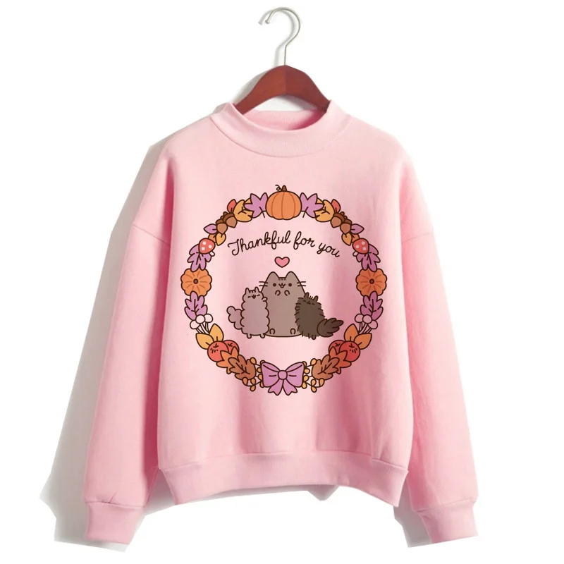 Кот пушин Толстовка Женская мода kawaii корейский harajuku Толстовка розовая Женская 90s мультфильм одежда женский капюшон негабаритный