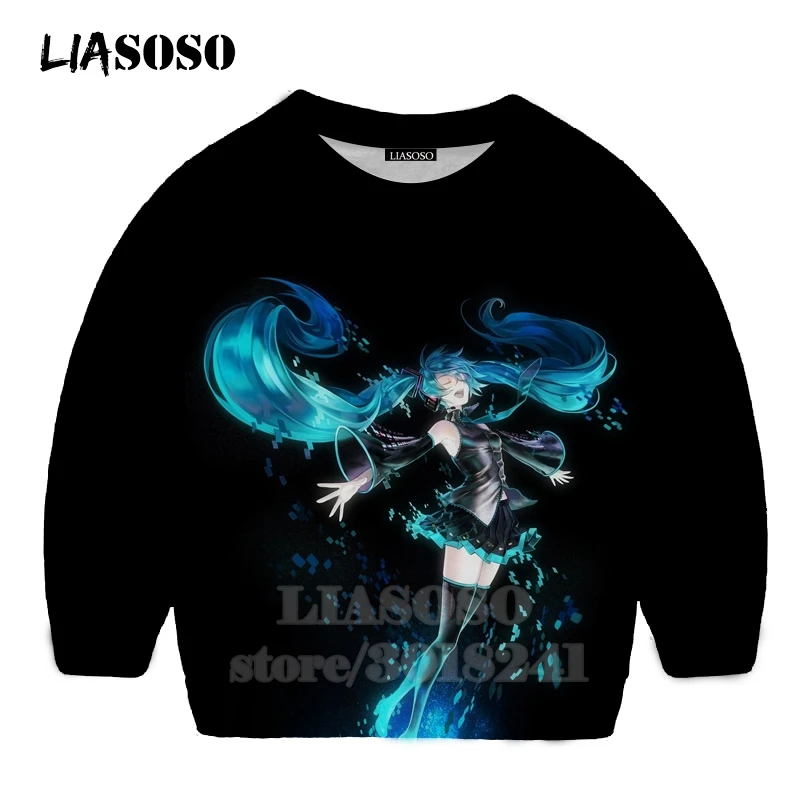 LIASOSO детей толстовки 3D принт аниме девочка Hatsune Толстовка Miku в уличном стиле для детей мальчиков и девочек Повседневное Топ для маленьких детей, свитер для подростков B174-20 - Цвет: 3