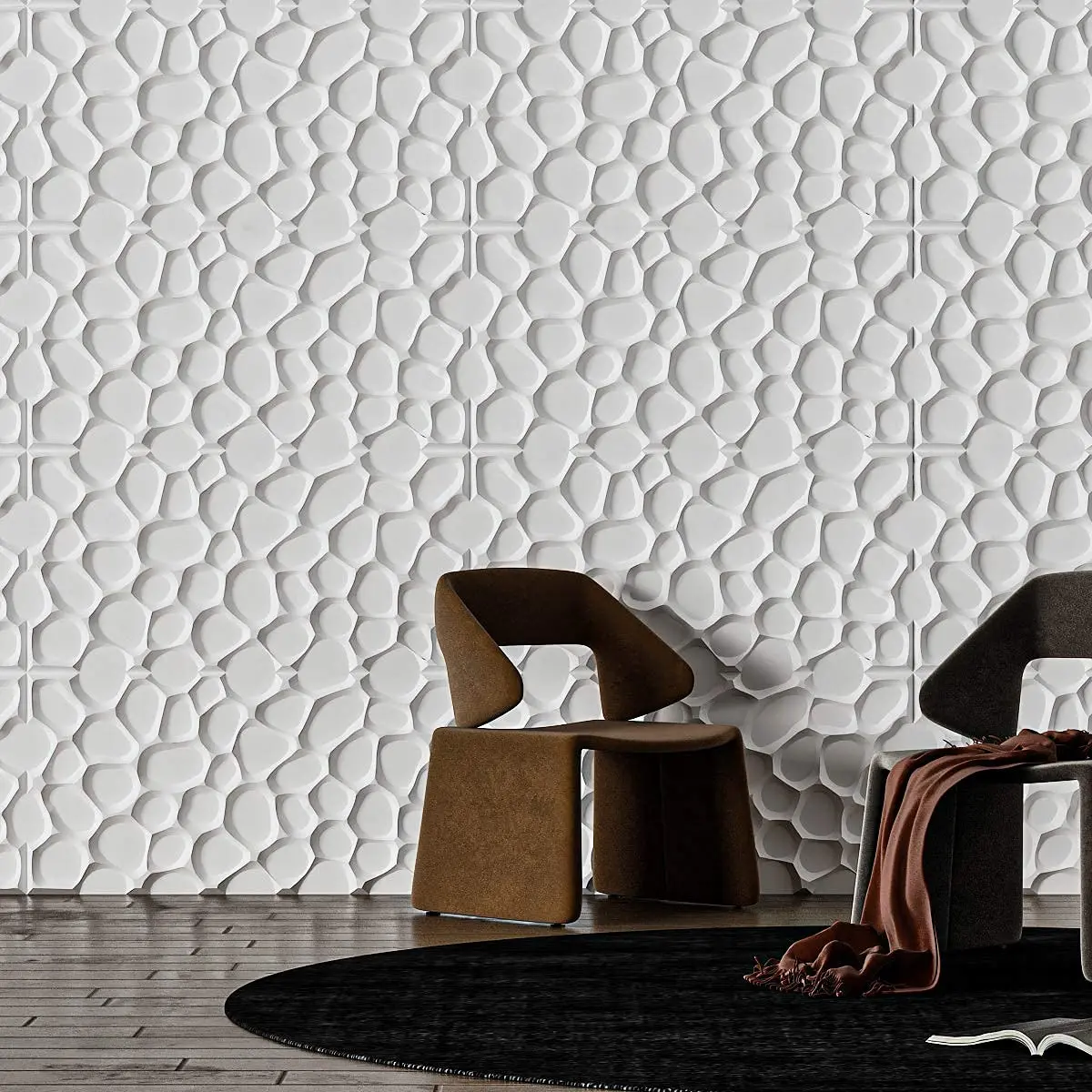 Art3d 60x120cm  Large PVC 3D Wall Panel Sandpits in White for Living Room Bedroom,Lobby,Office,Shopping Mall (6PCS)