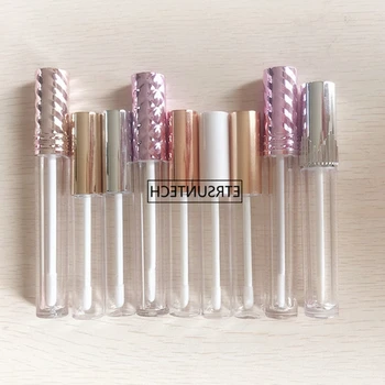

100pcs Clear Lip Gloss Containers With silver and pink purple Lid Empty Cosmetic Containers Lip Balm Tube F1857