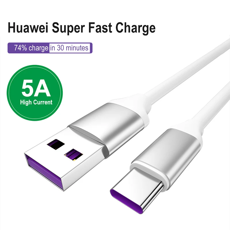 5A USB Type C Cable Supercharge USB C Charger for Huawei Mate 30 Pro P30 Fast Charging Type-C cable for Samsung Galaxy S9 S10