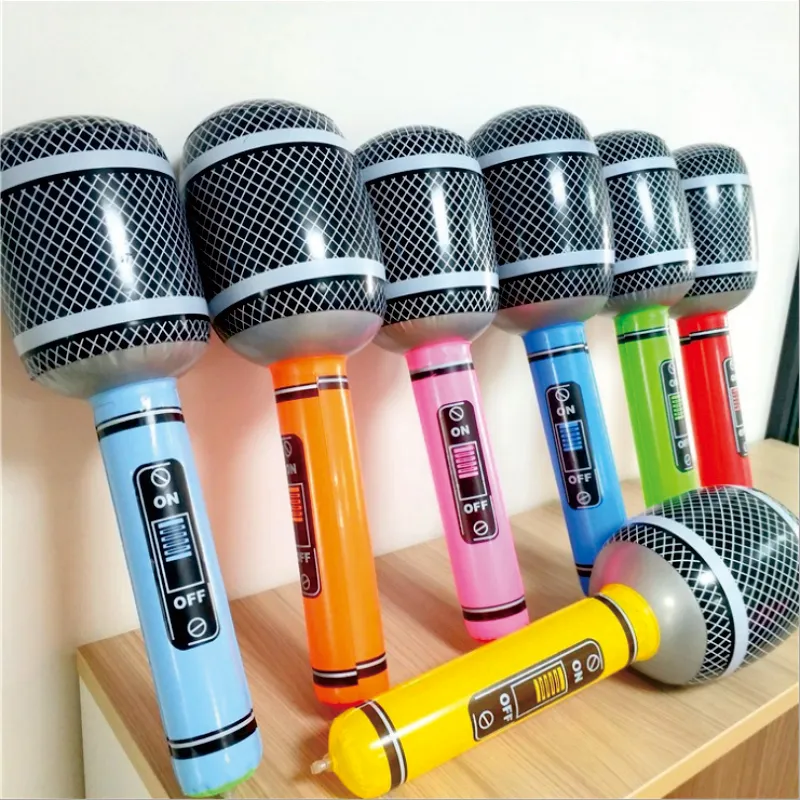 2pcs Inflatable Microphone Disco DJ Fancy Dress Prop Kids Blow Up Toy Gifts 9.8" 