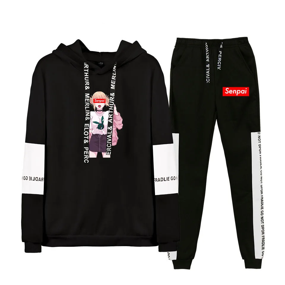 

Japanese Korean Anime GIRL'S Senpai Fun Printed Street Fashion Couples Spring And Autumn Set