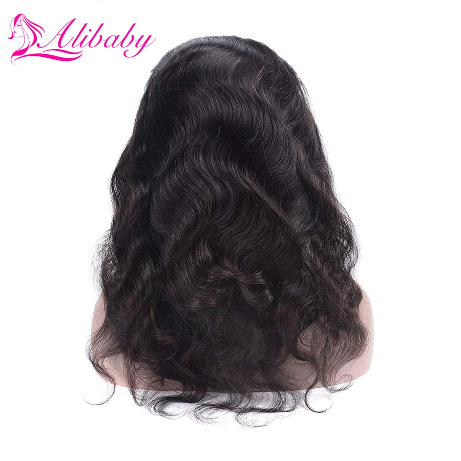 Alibaby 360, фронтальная кружевная застежка с детскими волосами, объемная волна, натуральный цвет, человеческие волосы, закрытие 8-20 дюймов, швейцарское кружево, Малазийские Волосы