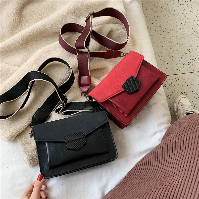 

2019 Winter New Style WOMEN'S Bag Korean-style Shoulder Square Sling Bag Contrast Color Joint Clutch Car Suture Oblique WOMEN'S