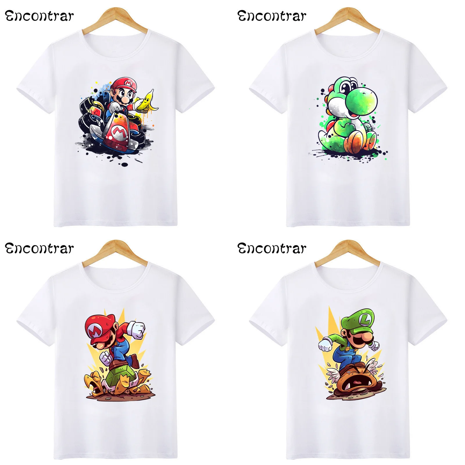 White Personalised Childrens Boys Mario & Luigi T-Shirt