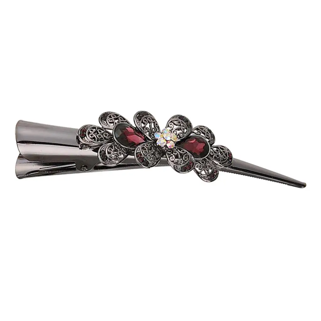 Exquisite Retro Rhinestone Alligator Hair Clips Crystal Flowers Duckbill Hair Pins Hair Jewelry Accessories