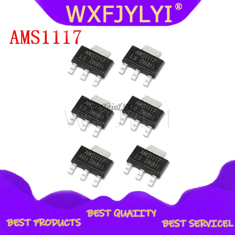 20pcs Ams1117 Ams1117-3.3v Ams1117-adj Ams1117-1.8 Ams1117-1.2 Ams1117 ...
