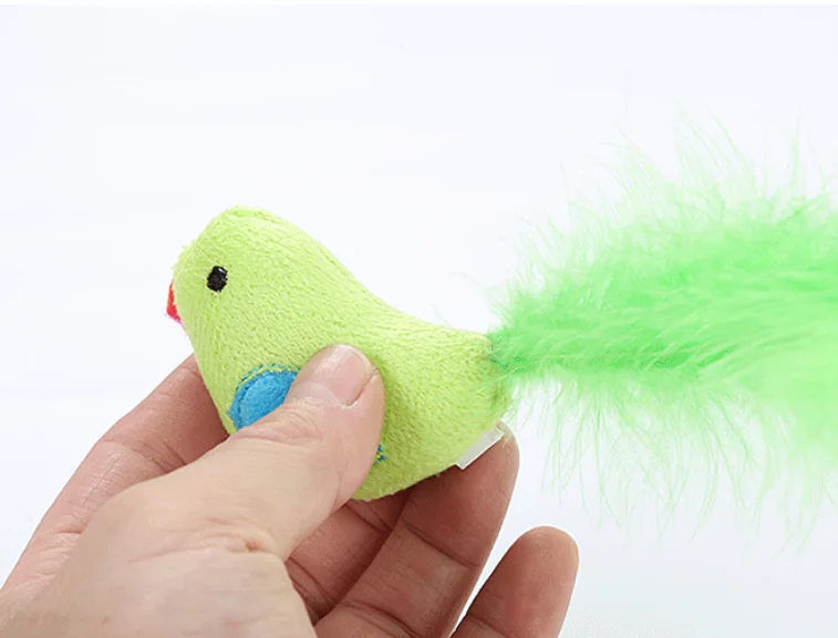 1PC Creative Cute Candy Color Feather Bird Cat Catch Pet Training Interactive Toy Pet Supplies