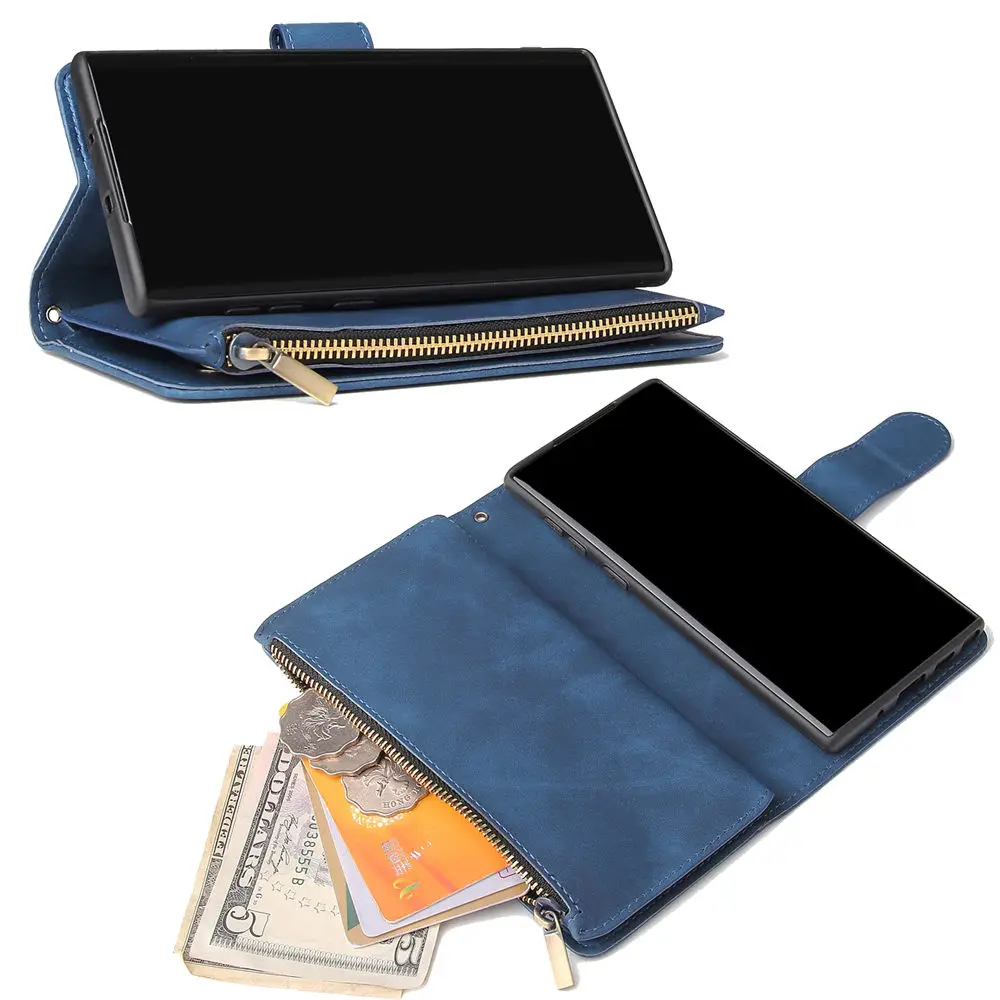 Кошелек на молнии чехол Etui для Samsung Galaxy A10 A20 A30 A40 A50 A70 A20E Note 10 Plus 5G роскошный кожаный откидной Чехол Для Телефона