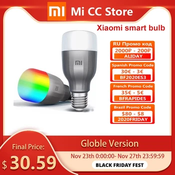 

Global Version Xiaomi LED Smart Bulb APP Remote Control E27 10W Colorful Version 800 Lumens Color Temperature Wifi Lamp