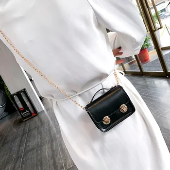 

&40 Fashion Handbag Solid Color Chain Leather Shoulder Bag Messenger Bag Mobile Phone Bag Korean Style Women Sling Bags