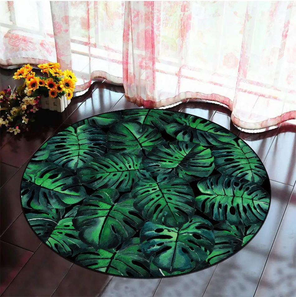 RFWCAK 3D Sea Beach Round Carpet Computer Chair Pad Living Room Mat Kids Room Bedroom Anti-slip Rug Tapete Para Sala Home Decor
