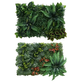 

2 Pcs Artificial Grass DIY Miniature Lawn, Garden Ornament - 1 Pcs Green A & 1 Pcs Red Leaves