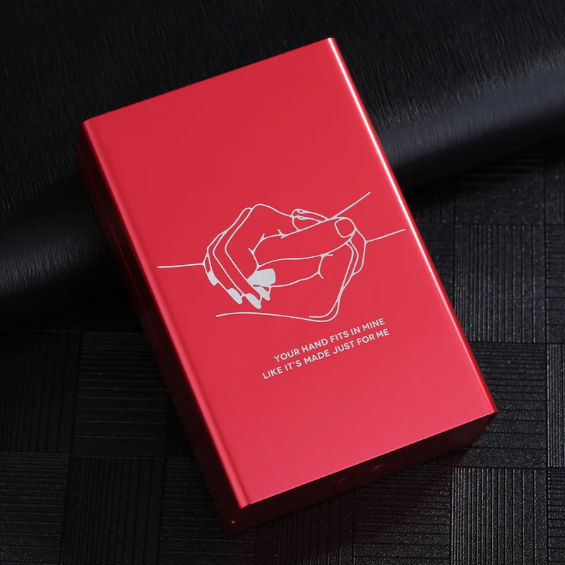 Коробка для сигарет, металлический алюминиевый сплав, Автоматический раздвижной чехол для сигарет, контейнер, портативный, красный, для курения, подарок для девушки, бойфренда - Цвет: Your Hand