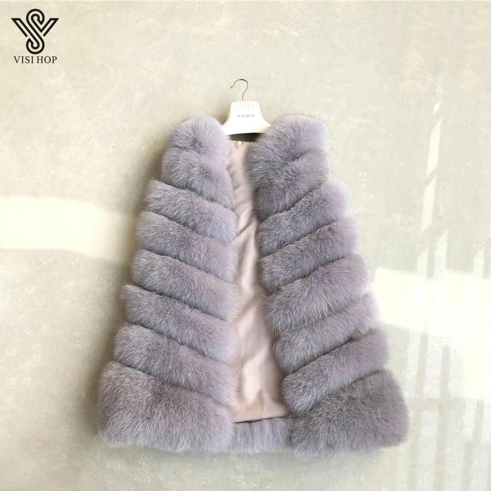 down coats & jackets VISI HOP VS4105 women coat winter luxury jacket real fox fur long overcoat natural fox gilet hot sale wholesale vest long black puffer coat