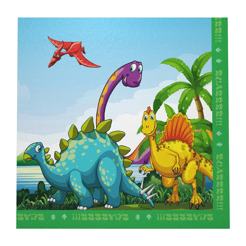 dinosaur 20 шт./лот, стиль, милые вечерние салфетки с изображением русалки, принцессы, вечерние салфетки с короной русалки, полотенца для дня рождения, вечерние принадлежности - Цвет: dinosaur