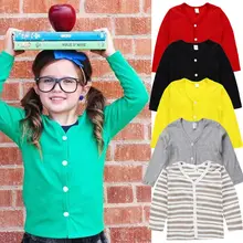 Модный От 1 до 6 лет для маленьких мальчиков и девочек, вязаный свитер, кардиган, пальто, топ с длинными рукавами