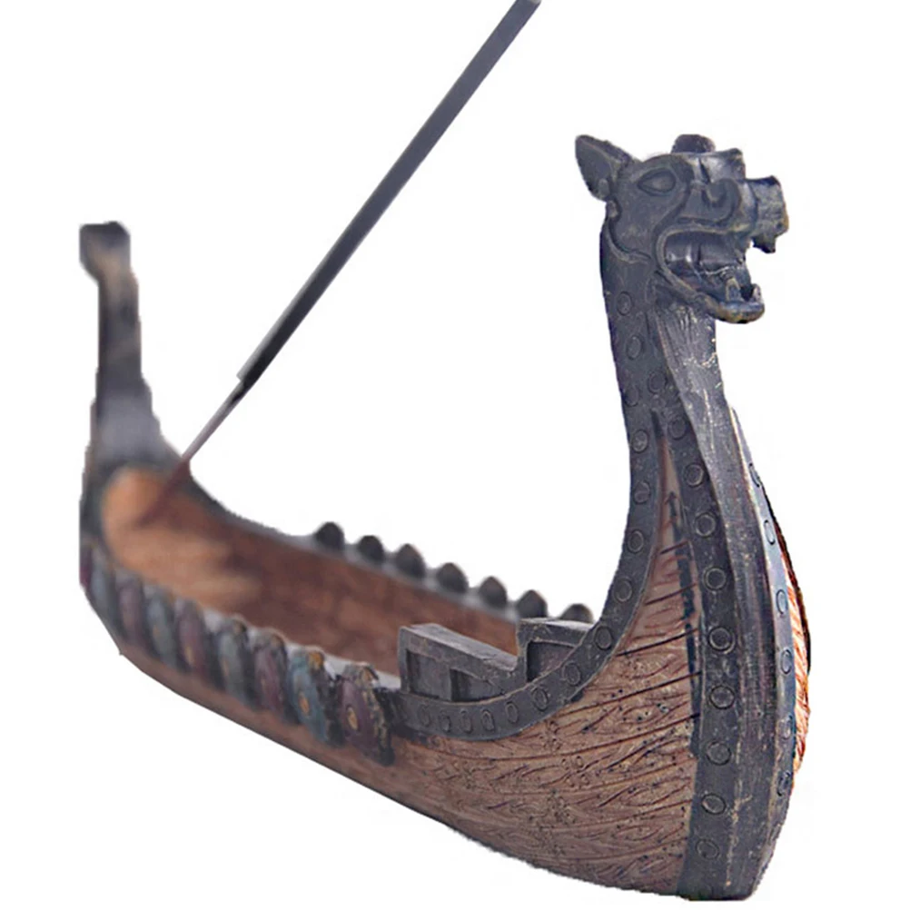 Viking Decoration Incense Stick Holder Retro Ships Ornament Exquisite Beautiful Boat Home Crafts Resin Ship | Дом и сад