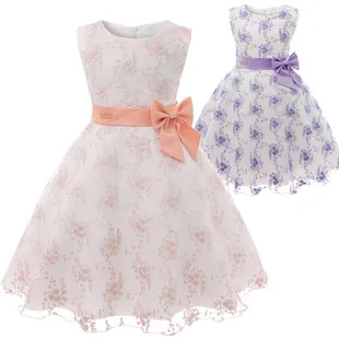 New Style Europe And America Top Grade Embroidered Dress Girls Dress Party Birthday Princess Dress Party Clothing