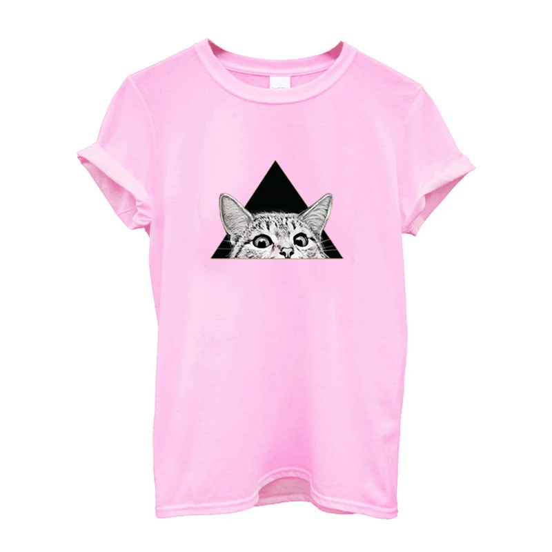 triangle pink Хлопок друзья ТВ футболка femme женские рубашки женская футболка леопардовая футболка Женские футболки с коротким рукавом винтажный принт - Цвет: triangle pink