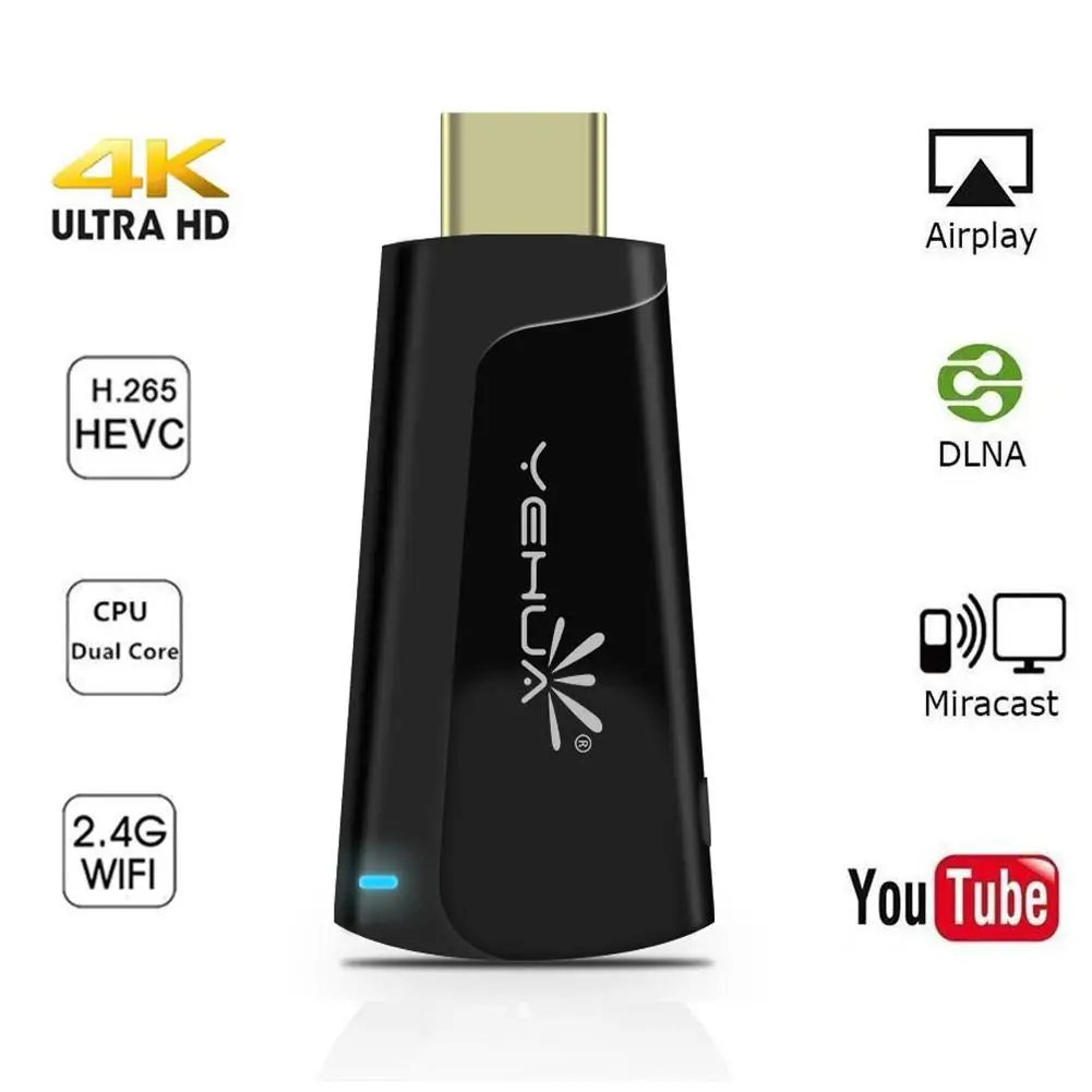 2,4G/5G Мини ТВ-палка 4K HD дисплей адаптер HDMI для Anycast сетевой плеер для YouTube Facebook Twitter с антенным кабелем