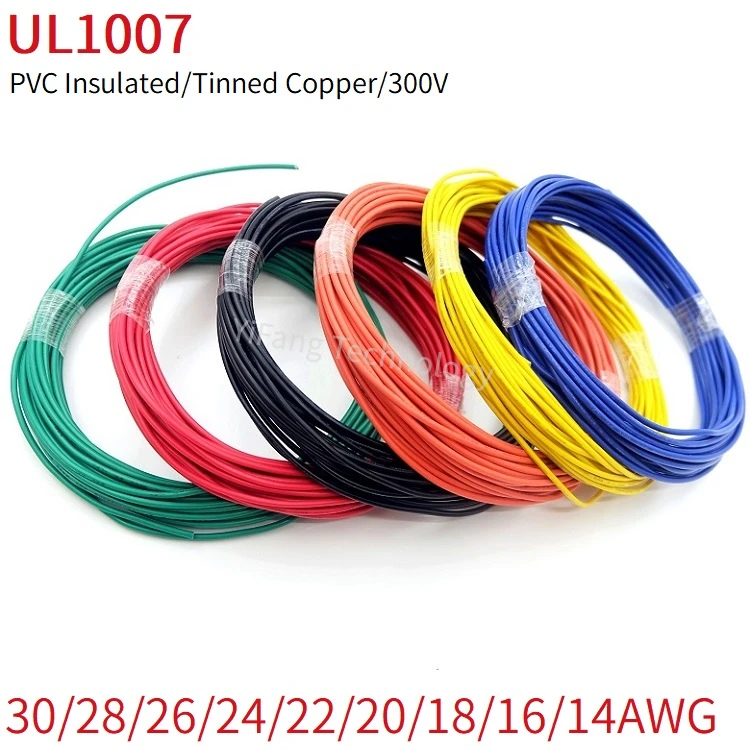 Yellow 5m 28AWG Stranded Hook-Up Wire Copper Tinned UL1007 Jacket Color 16’