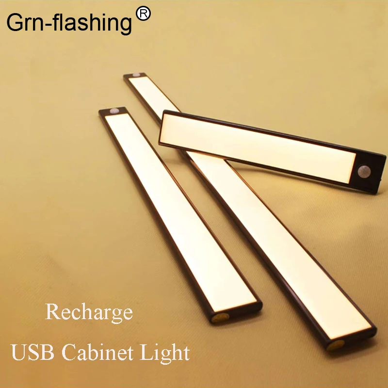 1 2PCS Ultra-thin LED Under Cabinet Closet Automatic LED Light USB Recharge 3Modes Motion Sensor Wall lamps for Kitchen Wardrobe