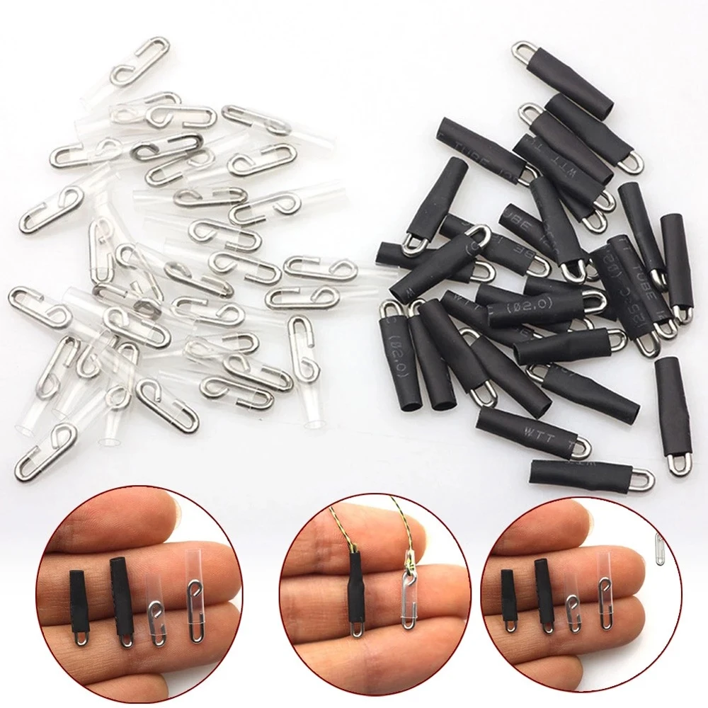 20 pcs Safety Lead Snap Enganche Rapido Fast Fishing Snaps Heat Shrink Tube enchufe rapido Fishing Connector Fast Hook