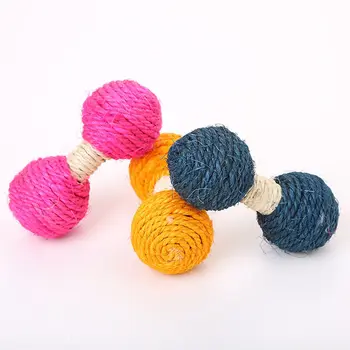 

Cat Scratch Sisal Ball Catch Woven Balls Teaser Hemp Rope Chew Dumbbell Stick Cat Toy Exercise Training Playing Toys Pet Product