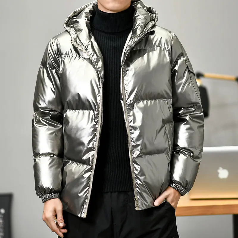 

Thick warm men's winter jacket hooded solid parka men casual mens winter coat