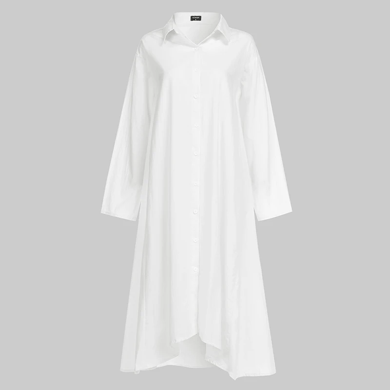 VONDA, белое платье, женское, сексуальное, с отложным воротником, асимметричные, вечерние, для офиса, для девушек, сарафан, повседневное, свободное, Vestido размера плюс