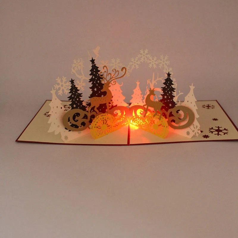 1 шт. 3D лазерный светильник для поздравительных открыток, подарков, бумажных поделок ручной работы на день рождения, Рождество, музыкальная бумажная открытка