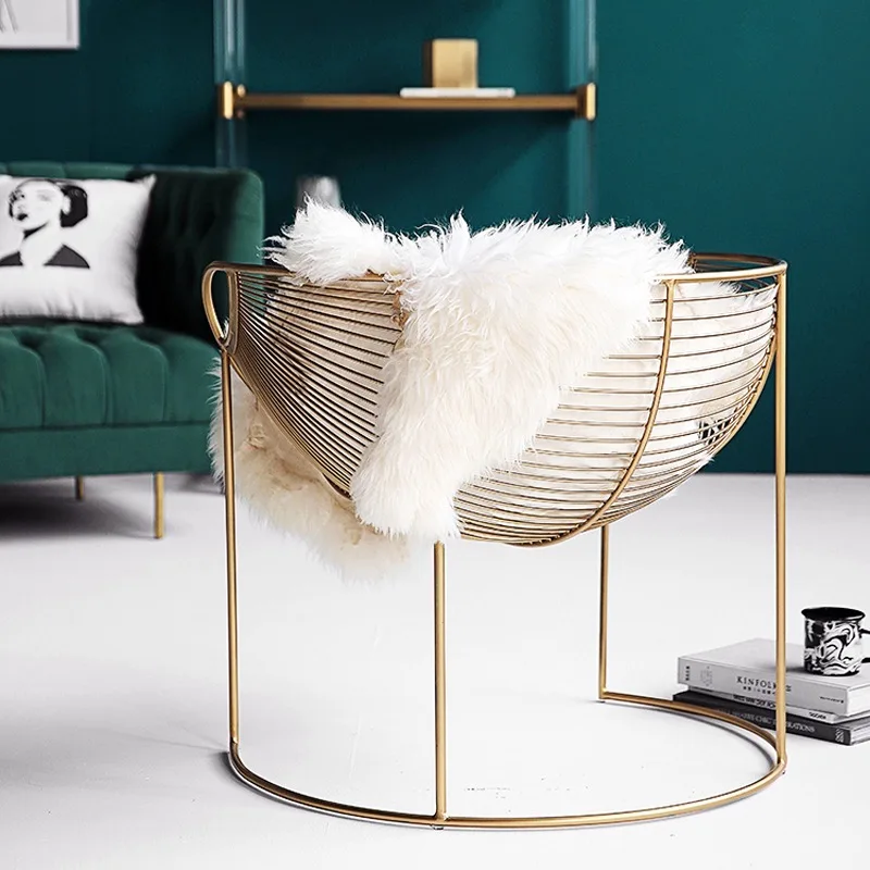 Living Room Furniture Small Sofa Chair Nordic Single Iron Art Lazy Leisure Creative Hollow Out Golden Ins Webcelebrity Armchair