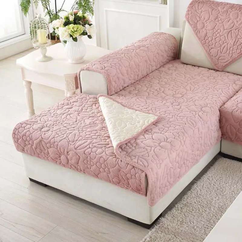 Кроличьей шерсти с цветочным принтом диван, моющееся покрытие чехол для дивана собака детский коврик протектор мебели съемный подлокотник Чехол 1/2/3 местный