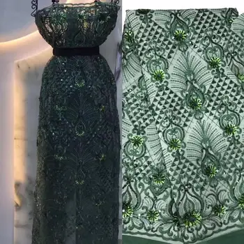 

newest deco flower embroidered net lace fabric with muti sise sequins african lace nigeria tulle net fabric for party dre