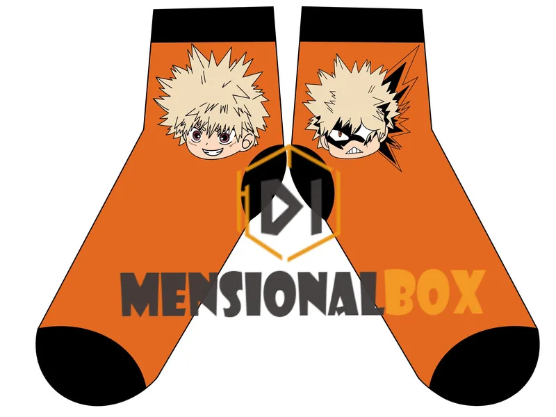 Bakugo Katsuki Короткие носки для костюмированной вечеринки в стиле аниме «Мой герой» Kaminari Denki Midoriya izku Kaminari Denki; хлопковые модные носки; сезон весна-осень - Цвет: Bakugo Katsuki