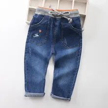 Детские джинсы-1 шт.; сезон весна-осень; стиль дети могут Открытые эластичные джинсовые штаны H 6799