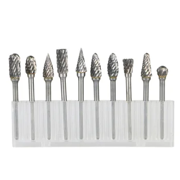 

10PCS Tungsten Carbide Rotary Burr Drill Bits Set Cutter Cut 3mm 1/8inch Shank Carbide Multi Tools Hand Tool