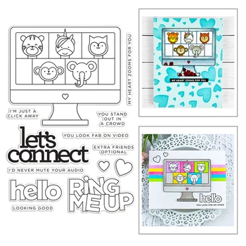 

2020 New Word Hello Stamps Sets and Unicorn Tiger Monkey Elephant Metal Cutting Dies Scrapbooking For Album Greeting Card Making