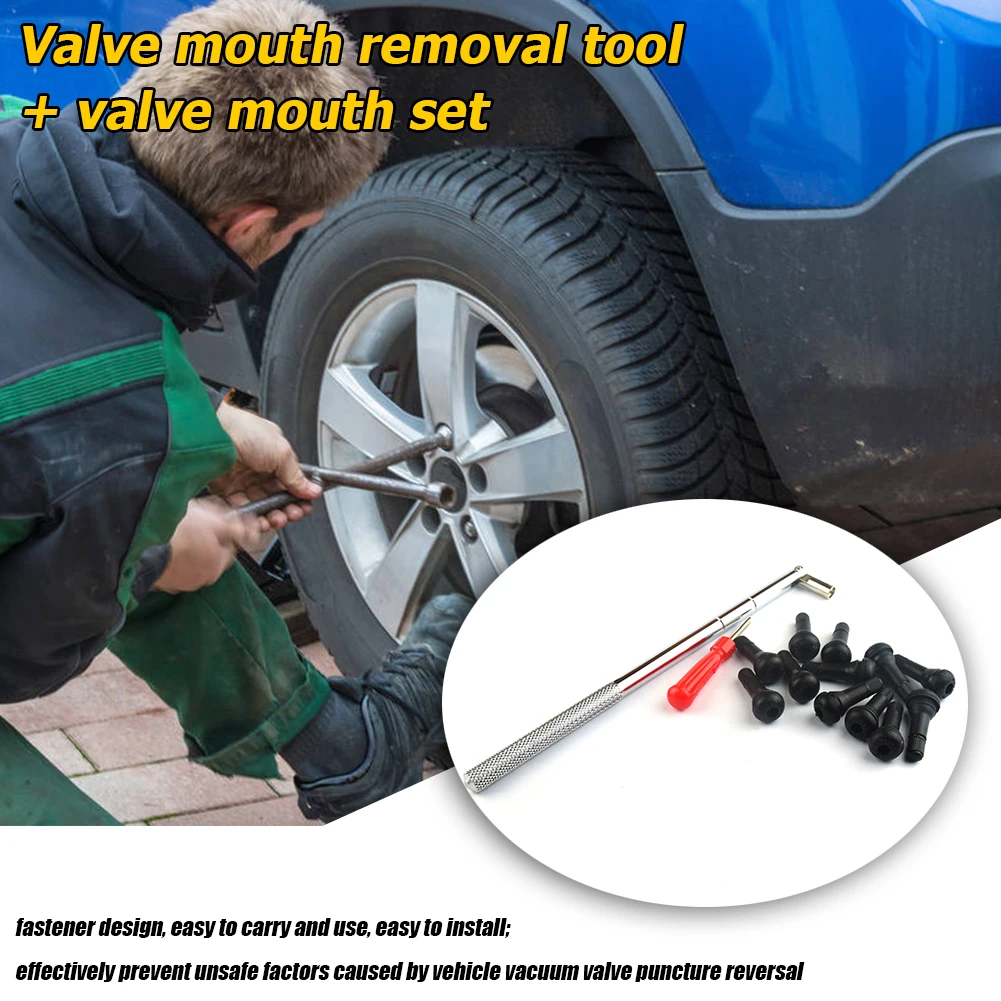 

12pcs TR413 Valve Stems Wide Scope of Application Simplicity with Valve Core Remover Valve Stem Puller Install Tool