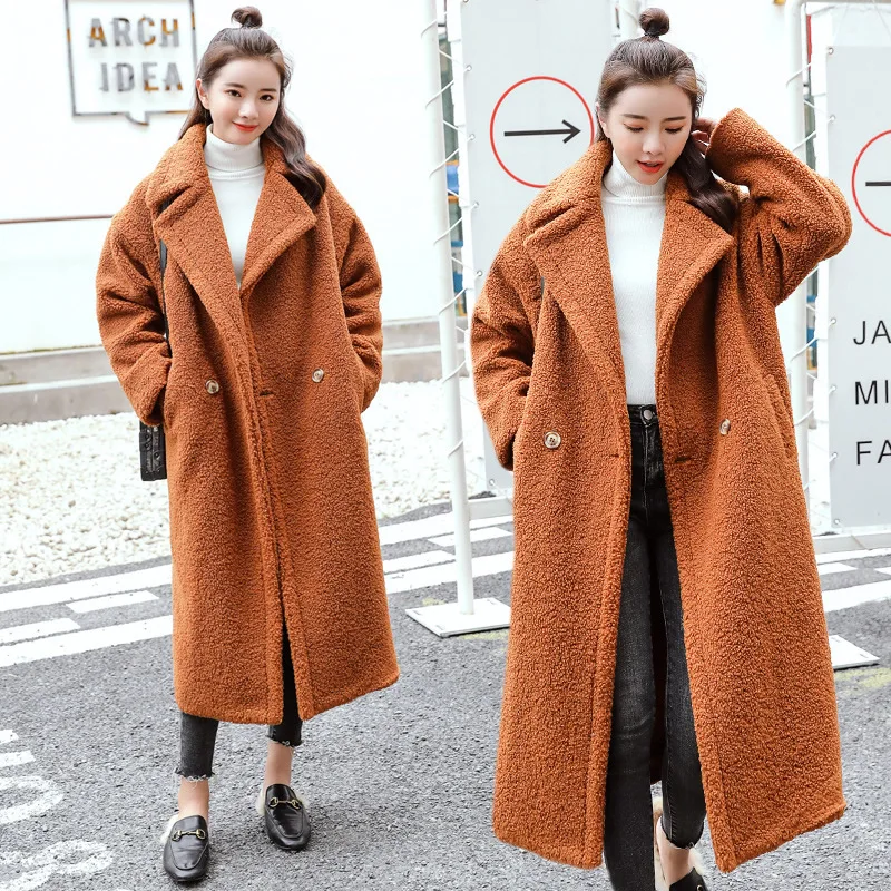 Korean Style Fashion Women Coat Cotton Slim Women Overcoat Thicken Lapel Collar Long Sleeve Casual Winter Women Overcoat