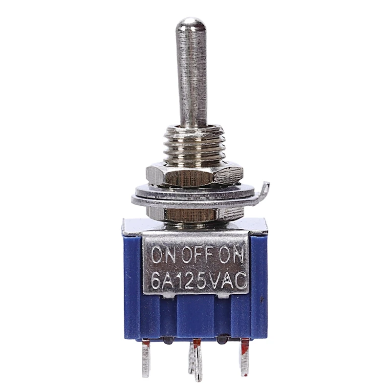 ABUO-AC 125V 6A 6-контактный переходник с внутренней Spdt вкл/выкл/на 3-сторонний выход мини тумблер для Электрогитары Запчасти, синий(2 шт. в упаковке